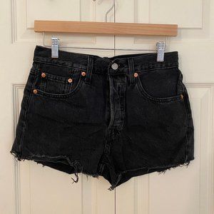 Levi 501 Black Jean Shorts Size 26W